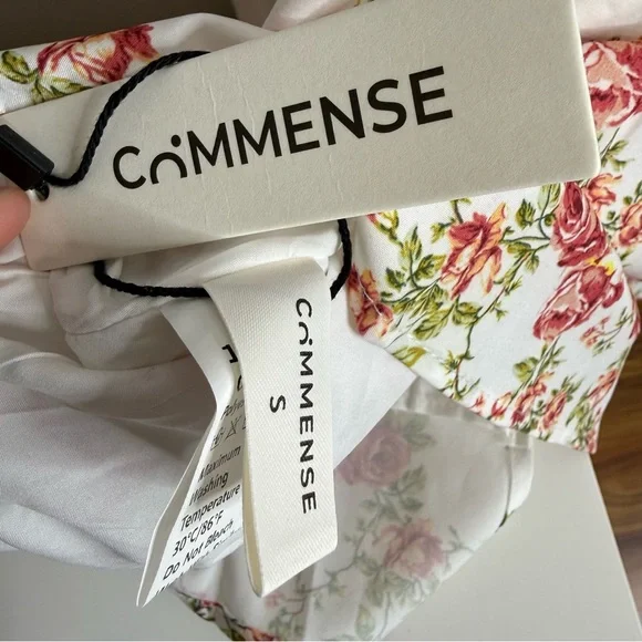 Commense Rosebud Floral Midi Sundress White Pink Slit Corset Small NWT - Picture 8 of 15